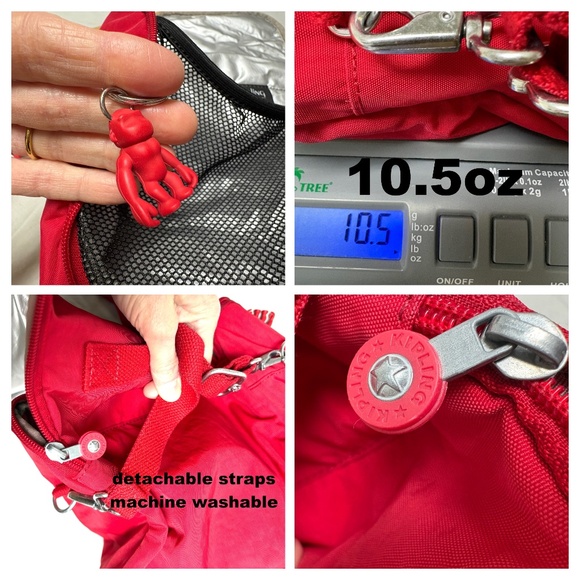 bag lunch KIPLING red nylon 8x9x5 crossbody adjustable strap insulated - Picture 13 of 13